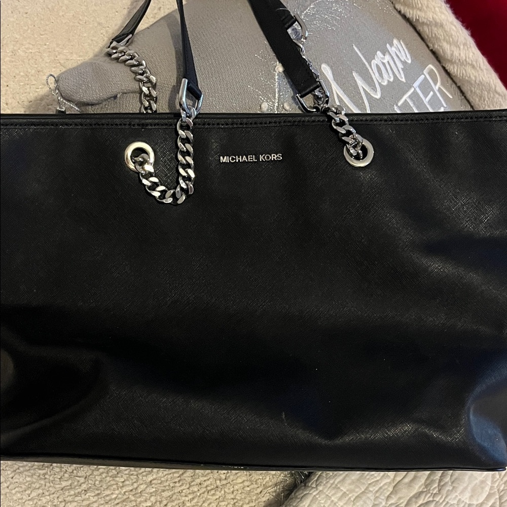 Michael Kors Black Tote with Chain Straps